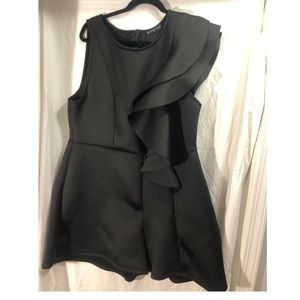 Black ruffle front romper